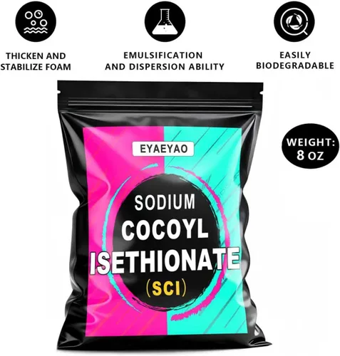 Miniatura 2 de Isetionato de cocoilo de sodio, polvo SCI de 8 onzas, burbujas increíbles, suave con la piel, polvo de isetionato de coco de sodio para hacer bombas