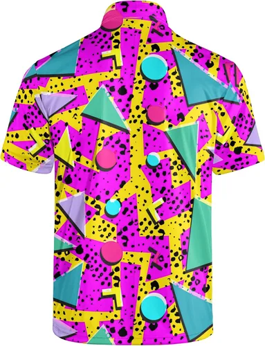 Miniatura 36 de Camisa de golf de los años 80 para hombre, ajuste seco, manga corta, estampada, divertidas, camisas de golf de los años 90 para hombre