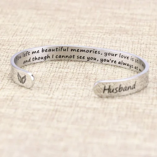 Miniatura 3 de JoycuFF Regalos conmemorativos por la pérdida de mamá papá en memoria de joyas, pulsera de condolencia, brazalete de duelo, mensaje secreto grabado