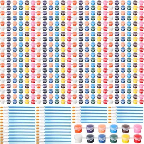 Miniatura 7 de Timgle - Juego de 560 piezas de pintura acrílica, juego de 40 unidades, 12 colores, tiras de pintura lavables, 40 pinceles planos, 40 pinceles