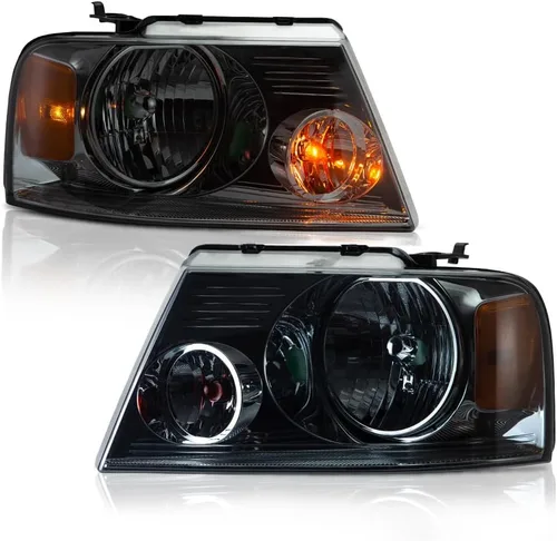 Miniatura 7 de G-PLUS Faros delanteros compatibles con Ford F150 2004-2008/Lincoln Mark LT 2006-2008, lente transparente, carcasa negra, reflector ámbar, faros