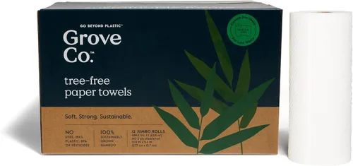 Miniatura 9 de Grove Co. Toallas de papel de bambú, sin árboles y toallas de papel de cocina sostenibles, fuertes y absorbentes, con hojas seleccionadas