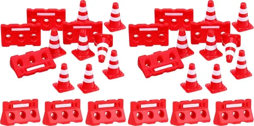 Miniatura 10 de TOYANDONA Mini conos de tráfico y cercas con 12 conos de tráfico y barricadas, juguetes educativos para que los niños aprendan reglas, juguete