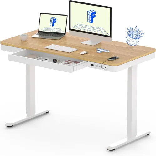 Miniatura 20 de FLEXISPOT Comhar - Escritorio de pie eléctrico de cristal puro con cajones, escritorio y puertos de carga USB, escritorio ergonómico de altura