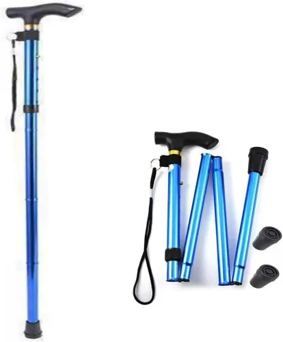 Bastones de trekking, bastón plegable para hombres, mujeres, 5 engranajes plegables, organiza en la mochila, bastón de caminar con cuerda,