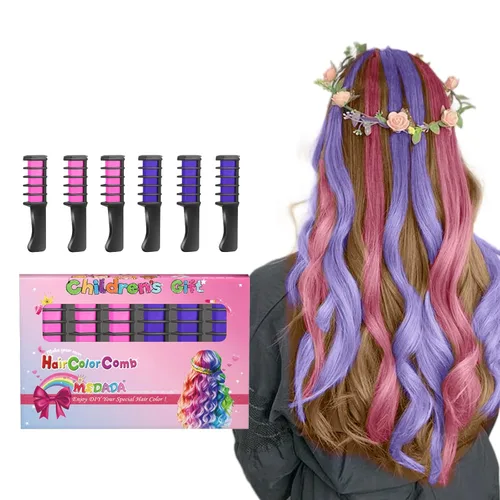 Miniatura 27 de MSDADA Nuevo peine de tiza para el cabello, tinte temporal para niñas y niños con cabello de color claro, tiza lavable para niñas de 4, 5, 6, 7, 8