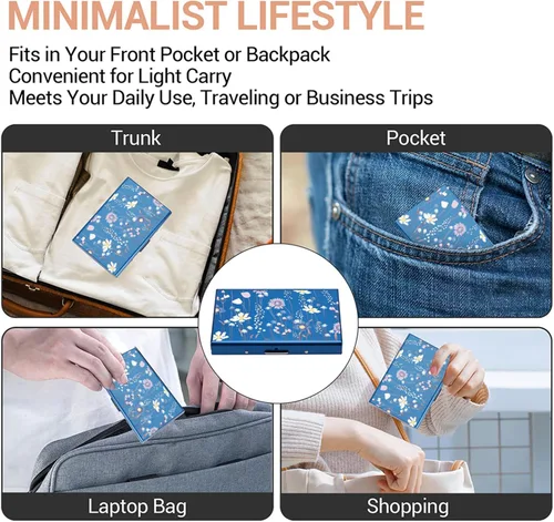 Miniatura 113 de BONSYL® Soporte para tarjetas de crédito, cartera delgada de metal con bloqueo RFID, con 6 ranuras para tarjetas, para mujeres y hombres.
