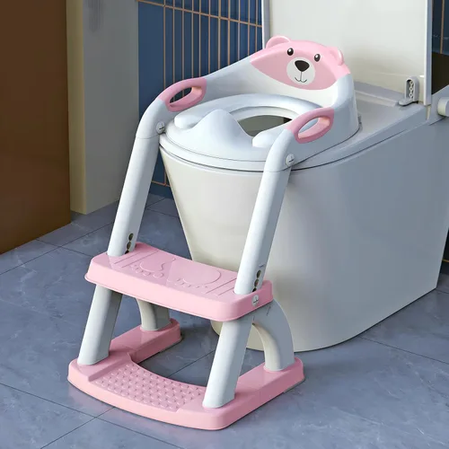 Miniatura 10 de SKYROKU - Asiento de inodoro mejorado para niños y niñas, para entrenamiento de baño, almohadilla antideslizante para protección contra 8838-azul