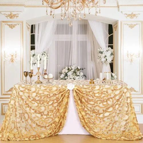 Miniatura 6 de B-COOL Mantel plateado de lentejuelas para mesa de boda con flores y Navidad, 90 x 90 pulgadas