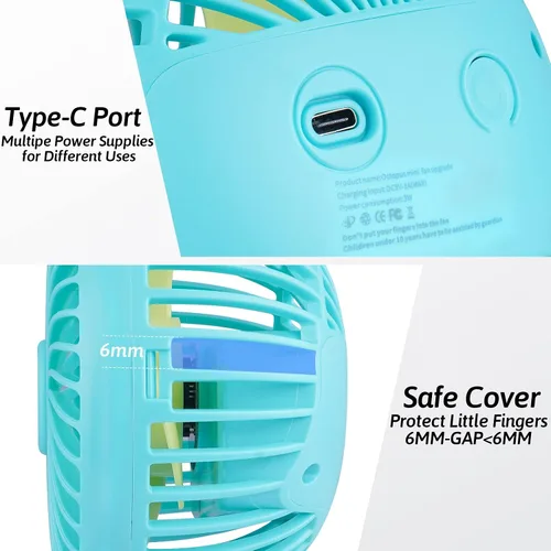 Miniatura 3 de Ventilador portátil para cochecito, ventiladores USB recargables personales con batería de 5200 mAh, 3 velocidades, asiento de coche para bebé, mini