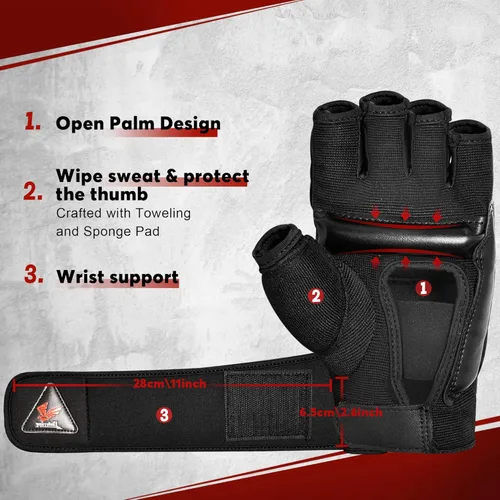 Miniatura 4 de Xinluying Guantes MMA Saco de Boxeo Entrenamiento Artes Marciales Sparring Grappling Kickboxing Muay Thai Guantes de Boxeo, Almohadillas de Nudillos