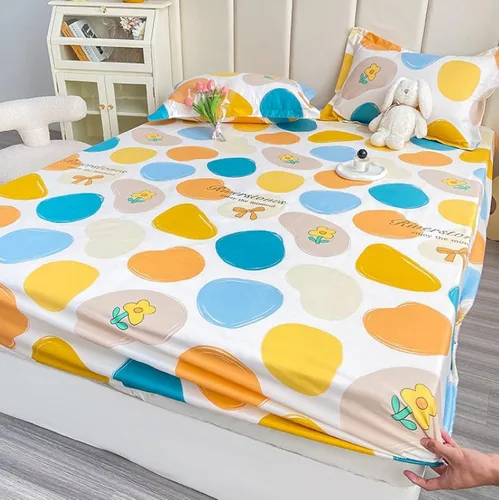 Miniatura 2 de Sábana bajera tamaño individual suave y acogedora, de algodón lavado, de algodón cepillado, para dormitorio de niños y niñas, funda de almohada