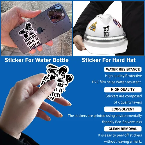 Miniatura 2 de Calcomanías de soldador Burns Like A B*tch para soldador, para casco duro, divertidas calcomanías de vinilo impermeable para botella de agua, vaso