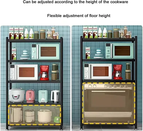 Miniatura 3 de Estantes de almacenamiento de cocina, estantes de metal ajustables para almacenamiento de despensa con ruedas rodantes, estante de almacenamiento
