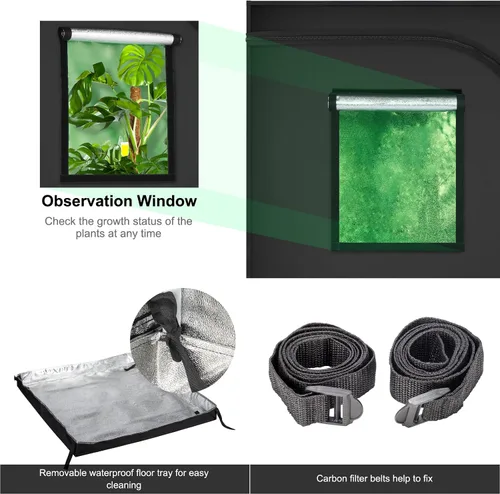 Miniatura 4 de Outvita Carpa de Cultivo de 47" x 24" x 70", Cuarto de Cultivo de Plantas Hidropónicas con Mylar Altamente Reflectante con Bandeja de Piso Removible