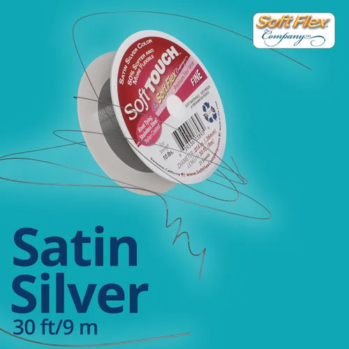Miniatura 7 de Soft Flex Alambre de cuerda de 21 hebras, trenzado flexible, fino, 0.14 de diámetro, alambre de cuentas para fabricación de joyas, plata satinada