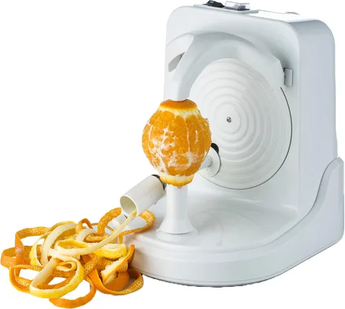 Pelamatic Pelador Eléctrico de Frutas | Pelador Automático de Naranja, Manzana, Papa | Acero Inoxidable Duradero | Versátil y Fácil de Usar | Blanco