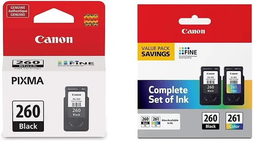 Canon Cartucho de tinta negro PG-260 y cartucho de tinta de color CL-261 Paquete económico