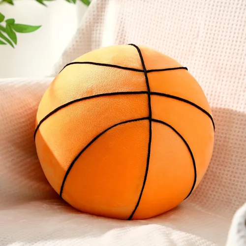 Yousoontic Almohada de baloncesto de 10.8 pulgadas, cojín redondo esponjoso con forma de baloncesto, almohada de felpa para decoración de sofá,