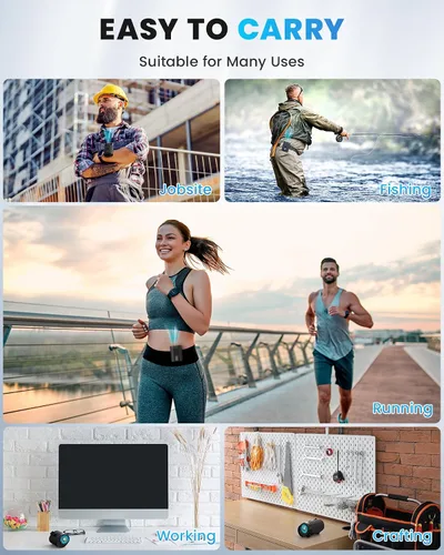 Miniatura 6 de Ventilador portátil, mini ventilador de cintura recargable personal, funciona con batería de 3000 mAh, tiempo máximo de trabajo de 24 horas