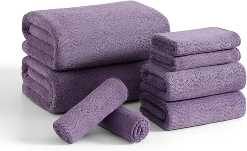 Miniatura 36 de Juego de toallas de baño de 8 piezas 2 toallas de baño grandes de gran tamaño, 2 toallas de mano y 4 paños Juego de toallas de baño ultrasuaves