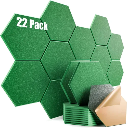 Miniatura 97 de Paquete de 12 paneles acústicos autoadhesivos de 12 x 10 x 0.4 pulgadas, paneles de espuma a prueba de sonido con alta densidad, diseño forrado
