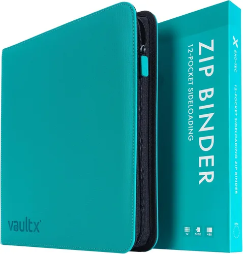 Miniatura 19 de Vault X Carpeta de 12 bolsillos con cremallera para tarjetas coleccionables – 480 tarjetas, material de álbum Exo-Tec premium, 20 páginas de carga