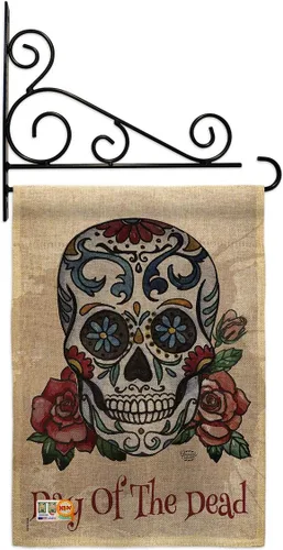 Miniatura 15 de Bandera de arpillera para jardín del Día de los Muertos, fiesta mexicana, otoño, pequeño regalo, decoración para patio, casa, de doble cara