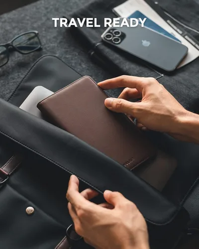 Miniatura 5 de VULKIT Cartera para pasaporte, cartera de viaje con bloqueo RFID para hombres y mujeres
