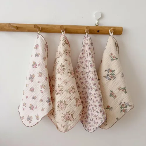 Miniatura 15 de BuLuTu - Paños de limpieza reutilizables 100% algodón muselina para cocina, 4 unidades, paños de cocina con estampado floral dulce, paños de esponja