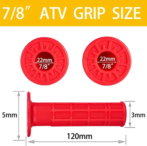 Miniatura 3 de 7/8'' ATV Grips Universal Handlebar Grips Soft Rubber Motorcycle Grip for ATV Polaris Thumb Throttle Kid Youth 4 Wheeler Quad 400ex Rojo