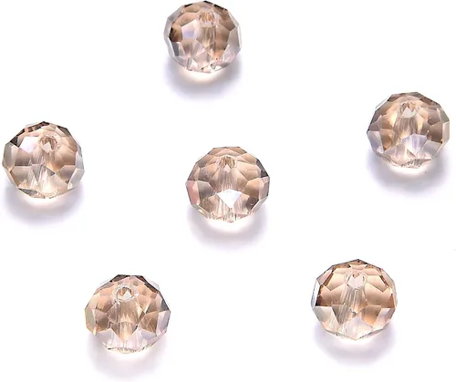 Miniatura 12 de Briolette de 0.157 in, 1350 cuentas de cristal color aguamarina pequeñas con forma de rondelle facetado, cuentas espaciadoras de cristal