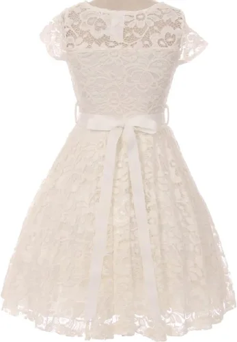 Miniatura 43 de Little Girl - Vestido de niña con manga de encaje y cinturón de piedras