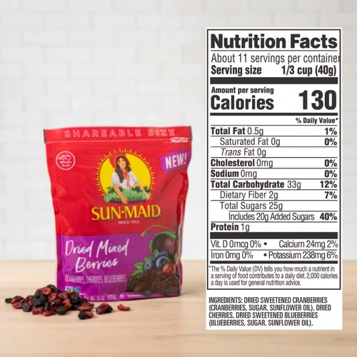 Miniatura 2 de Sun-Maid Bayas Mixtas Deshidratadas – Bolsa Resellable de 15 oz – Arándanos Rojos Secos, Cerezas, Arándanos Azules – Snacks Navideños y Tablas