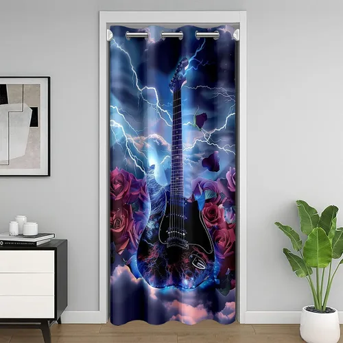 Miniatura 36 de Castle Fairy Cowboy Boots Door Curtain for Doorways Privacy Bohemia Musical Guitar Doorway Curtain Western Rustic Cowgirl All Season Blackout