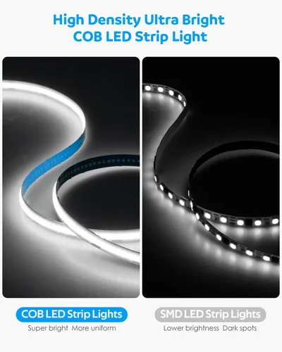 Miniatura 5 de Aclorol Tira de luz LED COB 5V Blanca 6000K Luz de tira LED regulable para TV 1.5M/4.92FT 480LEDs Tira de luces de cinta flexible y cortable