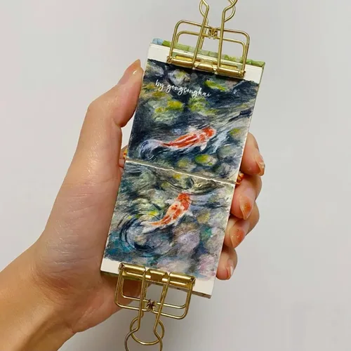 Miniatura 8 de gardorw Cuaderno de bocetos de acuarela con tapa bordada de 10.58 oz/m² (2.6 x 2.4 pulgadas), diario de viaje, bocetos de acuarela, regalo
