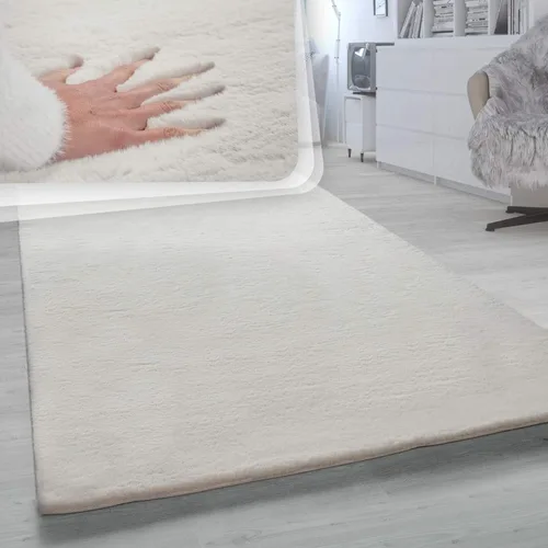 Miniatura 2 de Paco Home Alfombra de pelo sintético súper suave en crema sólida, tamaño: 2'8" x 4'11
