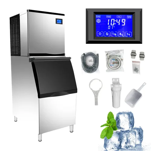 Miniatura 9 de Máquina comercial para hacer hielo de 350 libras/24 horas, contenedor de almacenamiento de 308 libras, 156 cubos de hielo transparentes en 8-15
