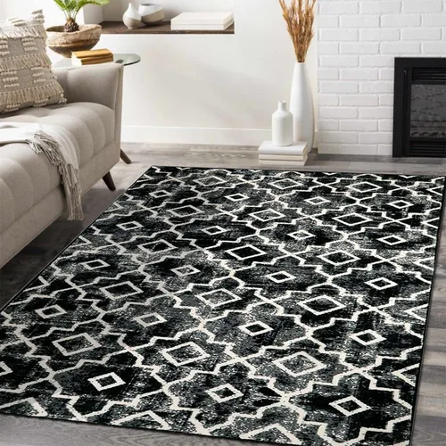 Miniatura 17 de Moynesa Alfombra marroquí lavable de 2 x 3 pulgadas, pequeña, azul, para cocina, baño, suave, antideslizante, de pelo bajo, moderna, geométrica