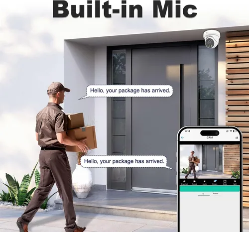 Miniatura 6 de Anpviz Sistema de cámara de seguridad PoE de 16 canales, 8 cámaras de torreta IP con cable de 5 MP para exteriores, visión nocturna, micrófono