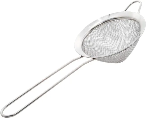 Miniatura 7 de Colador de malla fina negra – Tamiz de mano de acero inoxidable 304, filtro de cocina pequeño para hornear, té y cóctel (8.3 pulgadas)