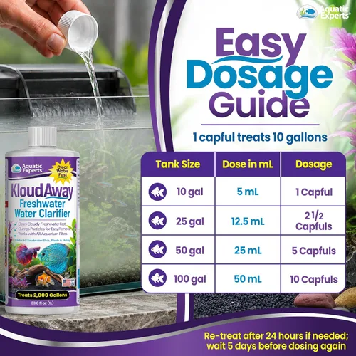 Miniatura 5 de KloudAway Aquarium Water Clarifier – Clears Cloudy Water in Freshwater Fish Tanks, 1 Liter, Made in USA, Aquatic Experts