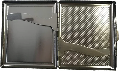 Miniatura 2 de 3102H1 - Funda para cigarrillos de metal pulido, capacidad para 20 cigarrillos de tamaño King Size, varios diseños, Plateado