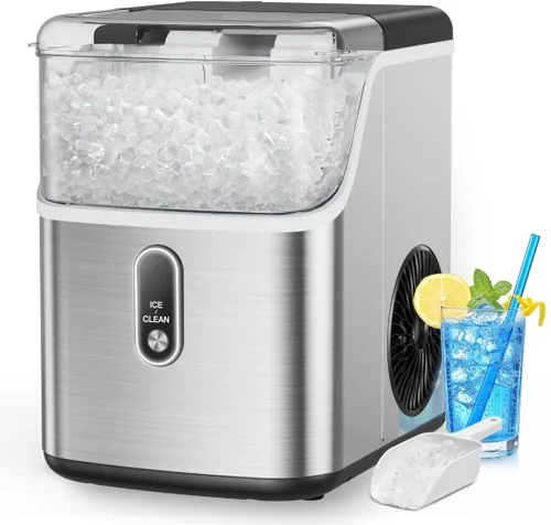 Miniatura 9 de Máquina de hielo de pepitas para encimera, máquina de hielo de pellets con función de autolimpieza, la máquina de hielo en pepitas produce 33 libras