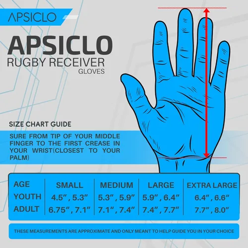Miniatura 7 de Guantes de fútbol adhesivos para receptores con agarre de silicona, tallas para jóvenes y adultos
