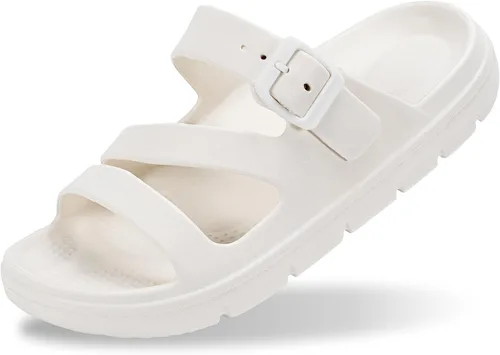 Miniatura 10 de PIMIO Sandalias de soporte de arco para mujer, deslizantes de recuperación para alivio de la fascitis plantar, antideslizantes, ligeras, con cojín