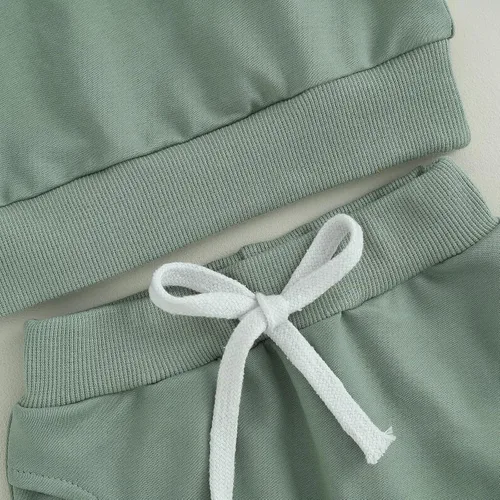 Miniatura 10 de Conjunto de 2 piezas de ropa de otoño para bebé y niña, sudadera de manga larga con cuello redondo y pantalones deportivos, conjunto de traje