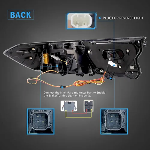 Miniatura 8 de VLAND Luces traseras LED compatibles con Honda Accord de 10ª generación 2018-2023 Lámparas traseras con animación dinámica luz de respiración