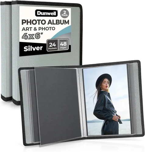 Miniatura 16 de Álbum de fotos Dunwell 8x10 (negro) con papel de montaje, carpeta de presentación de portafolio de arte y fotos de 8 x 10, 24 fundas transparentes